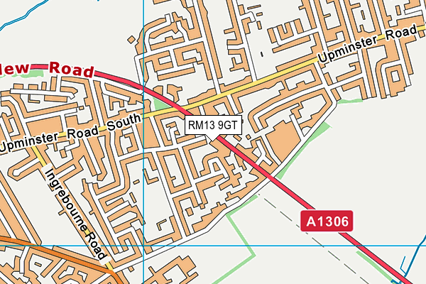 RM13 9GT map - OS VectorMap District (Ordnance Survey)