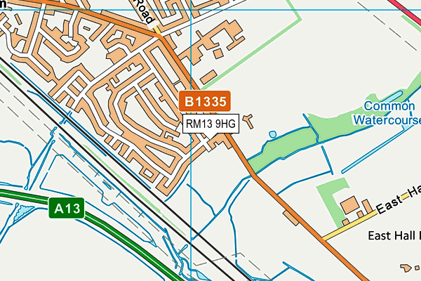 RM13 9HG map - OS VectorMap District (Ordnance Survey)