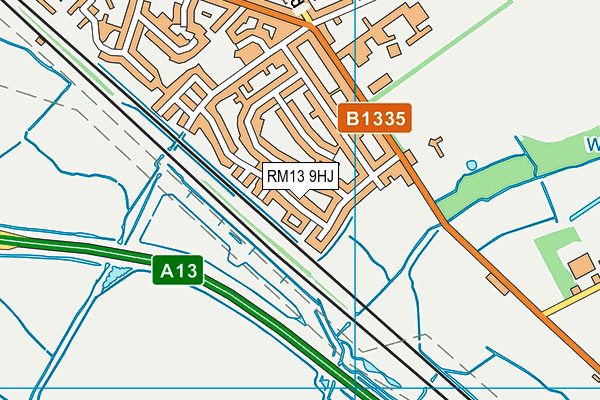 RM13 9HJ map - OS VectorMap District (Ordnance Survey)