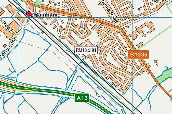 RM13 9HN map - OS VectorMap District (Ordnance Survey)