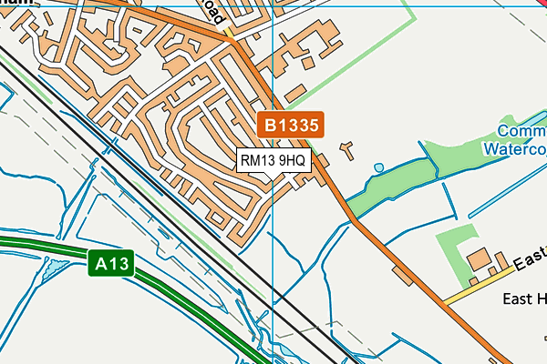 RM13 9HQ map - OS VectorMap District (Ordnance Survey)