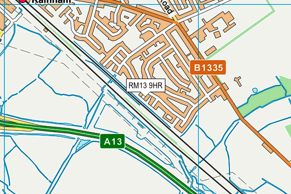 RM13 9HR map - OS VectorMap District (Ordnance Survey)