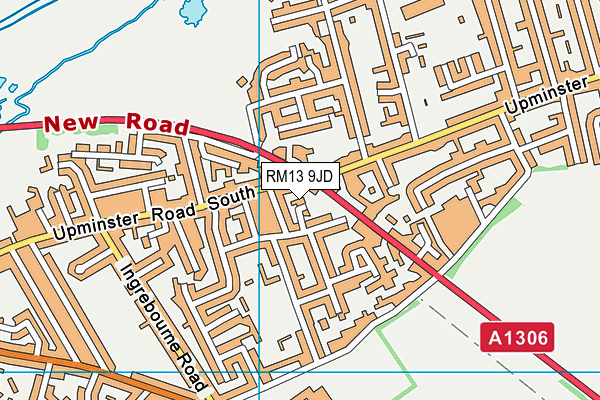 RM13 9JD map - OS VectorMap District (Ordnance Survey)