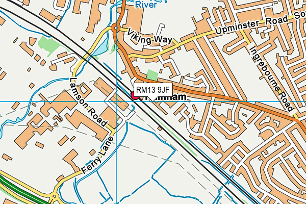 RM13 9JF map - OS VectorMap District (Ordnance Survey)