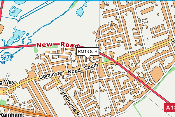 RM13 9JH map - OS VectorMap District (Ordnance Survey)