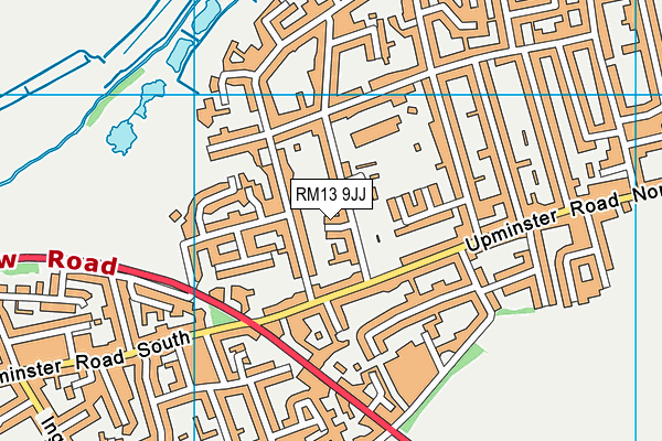 RM13 9JJ map - OS VectorMap District (Ordnance Survey)