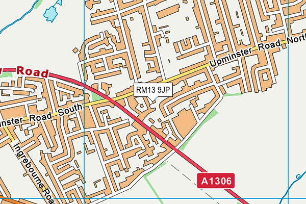 RM13 9JP map - OS VectorMap District (Ordnance Survey)