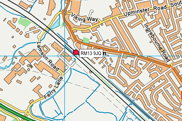 RM13 9JQ map - OS VectorMap District (Ordnance Survey)