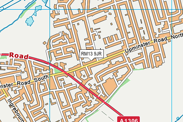 RM13 9JR map - OS VectorMap District (Ordnance Survey)