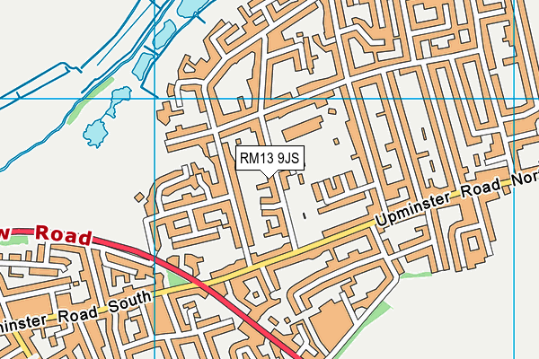 RM13 9JS map - OS VectorMap District (Ordnance Survey)