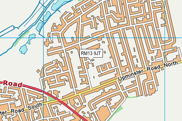 RM13 9JT map - OS VectorMap District (Ordnance Survey)