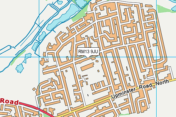 RM13 9JU map - OS VectorMap District (Ordnance Survey)