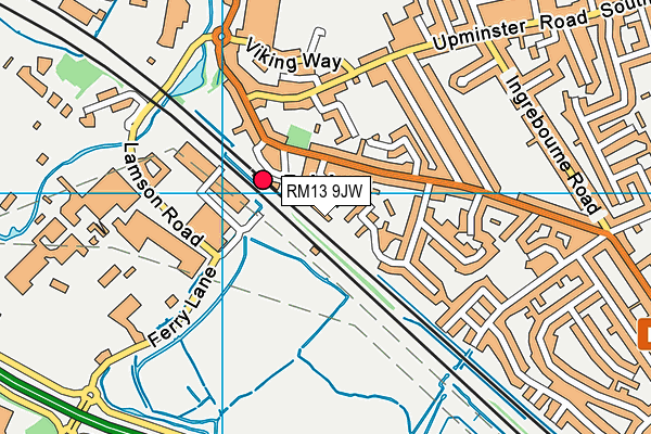 RM13 9JW map - OS VectorMap District (Ordnance Survey)