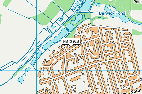 RM13 9LB map - OS VectorMap District (Ordnance Survey)