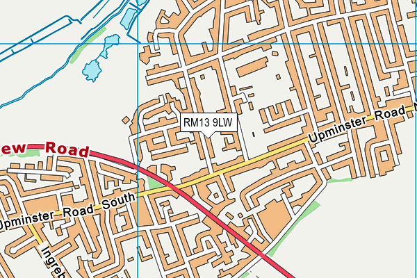 RM13 9LW map - OS VectorMap District (Ordnance Survey)