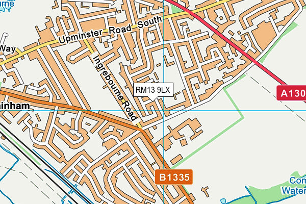 RM13 9LX map - OS VectorMap District (Ordnance Survey)