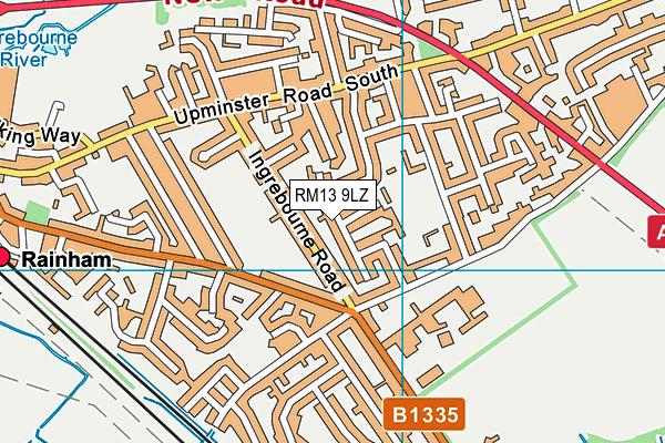 RM13 9LZ map - OS VectorMap District (Ordnance Survey)