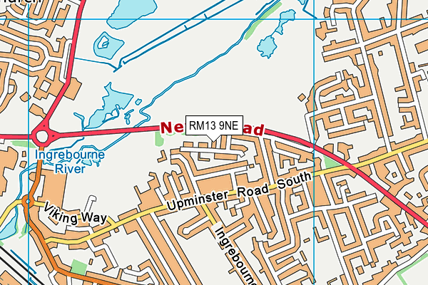 RM13 9NE map - OS VectorMap District (Ordnance Survey)