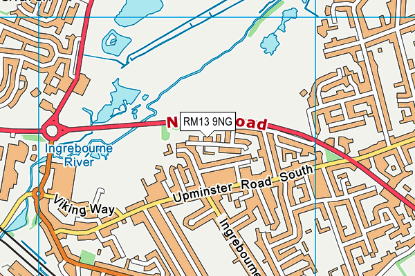 RM13 9NG map - OS VectorMap District (Ordnance Survey)