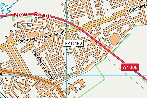 RM13 9NS map - OS VectorMap District (Ordnance Survey)