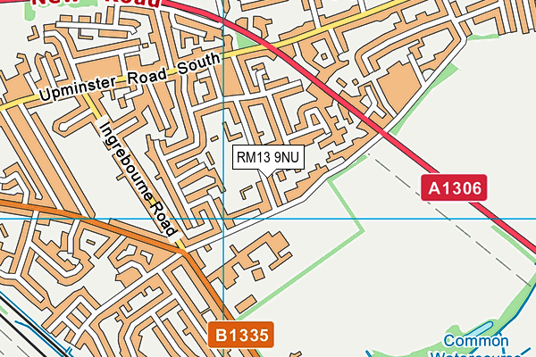 RM13 9NU map - OS VectorMap District (Ordnance Survey)