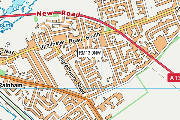 RM13 9NW map - OS VectorMap District (Ordnance Survey)