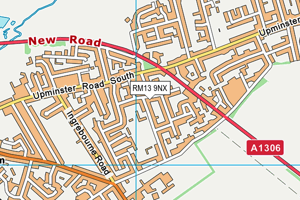 RM13 9NX map - OS VectorMap District (Ordnance Survey)