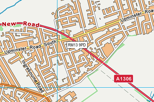RM13 9PD map - OS VectorMap District (Ordnance Survey)