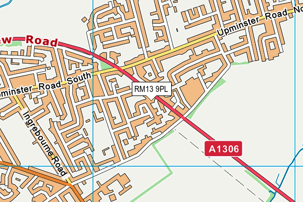 RM13 9PL map - OS VectorMap District (Ordnance Survey)