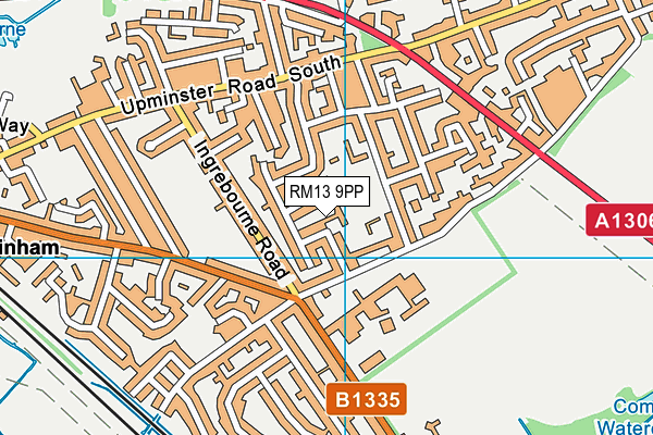 RM13 9PP map - OS VectorMap District (Ordnance Survey)