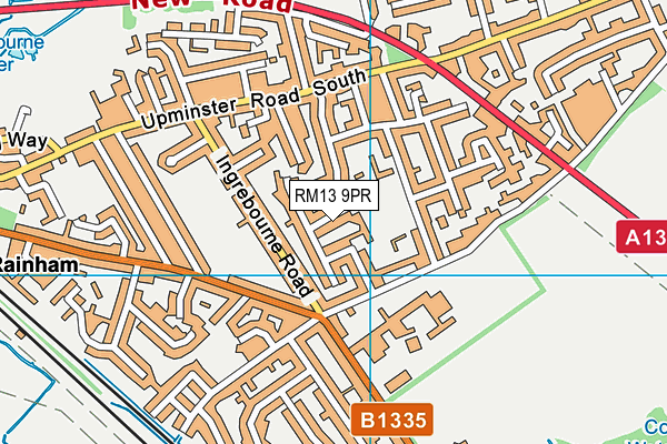 RM13 9PR map - OS VectorMap District (Ordnance Survey)