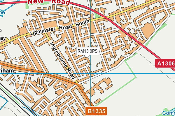 RM13 9PS map - OS VectorMap District (Ordnance Survey)