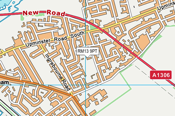 RM13 9PT map - OS VectorMap District (Ordnance Survey)