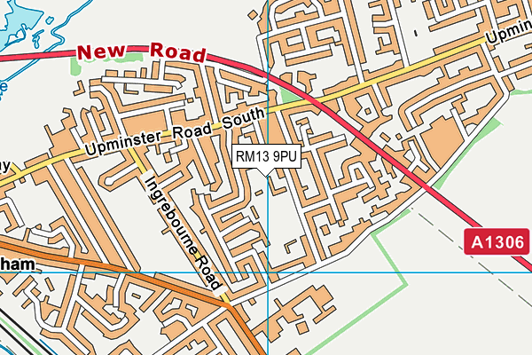 RM13 9PU map - OS VectorMap District (Ordnance Survey)