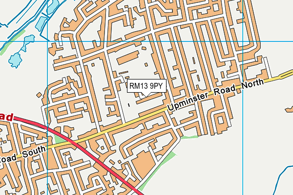 RM13 9PY map - OS VectorMap District (Ordnance Survey)