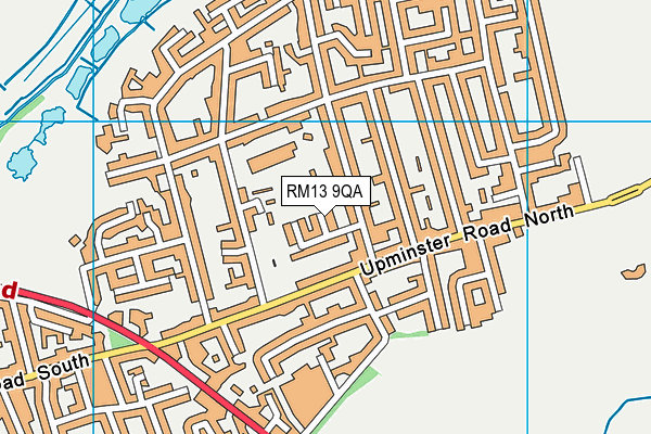 RM13 9QA map - OS VectorMap District (Ordnance Survey)