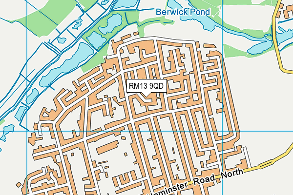 RM13 9QD map - OS VectorMap District (Ordnance Survey)