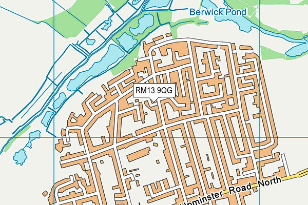 RM13 9QG map - OS VectorMap District (Ordnance Survey)