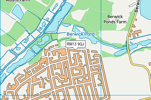 RM13 9QJ map - OS VectorMap District (Ordnance Survey)