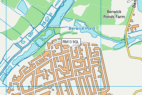RM13 9QL map - OS VectorMap District (Ordnance Survey)