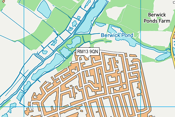 RM13 9QN map - OS VectorMap District (Ordnance Survey)