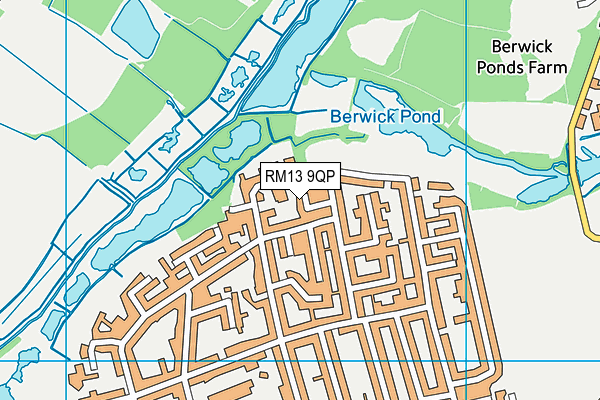 RM13 9QP map - OS VectorMap District (Ordnance Survey)
