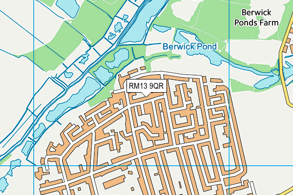 RM13 9QR map - OS VectorMap District (Ordnance Survey)