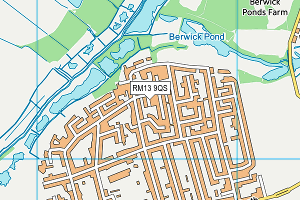 RM13 9QS map - OS VectorMap District (Ordnance Survey)