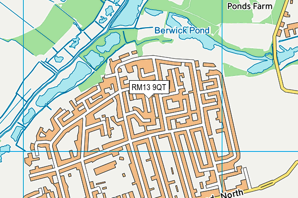 RM13 9QT map - OS VectorMap District (Ordnance Survey)