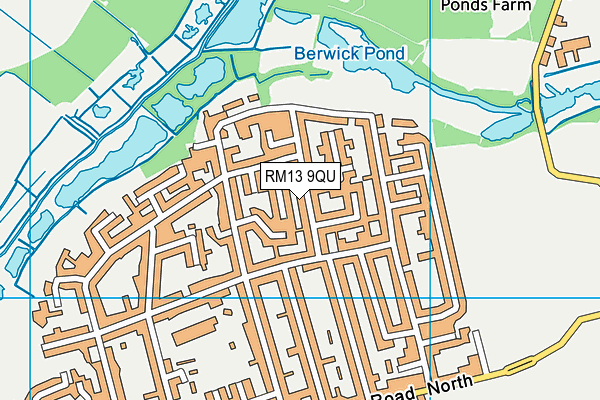 RM13 9QU map - OS VectorMap District (Ordnance Survey)