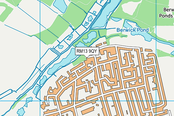 RM13 9QY map - OS VectorMap District (Ordnance Survey)