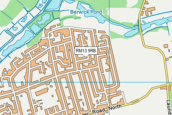 RM13 9RB map - OS VectorMap District (Ordnance Survey)