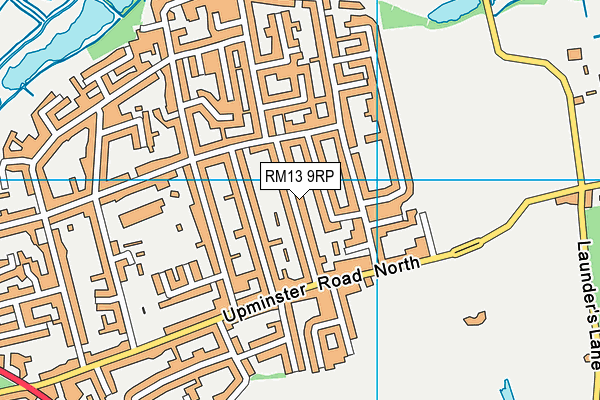 RM13 9RP map - OS VectorMap District (Ordnance Survey)