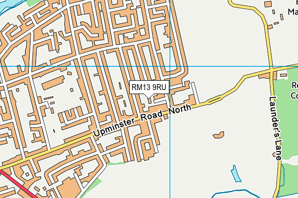 RM13 9RU map - OS VectorMap District (Ordnance Survey)